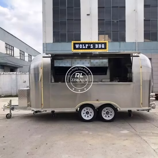 Remorque de concession alimentaire Airstream mobile en acier inoxydable