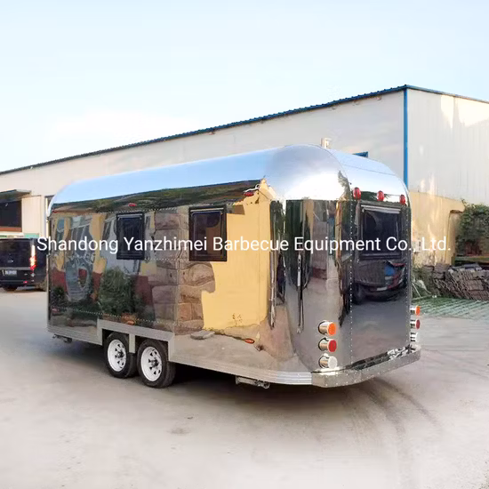 Ziquan Airstream Mirror Acier Inoxydable 4-8 Mètres Camion Alimentaire Remorque Alimentaire Mobile Personnalisable